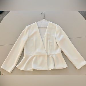 Topshop - White Peplum Blazer/Top - Size 8